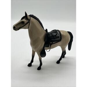 Vintage Hartland Plastic Horse Beige Black Saddle Western Model Figurine